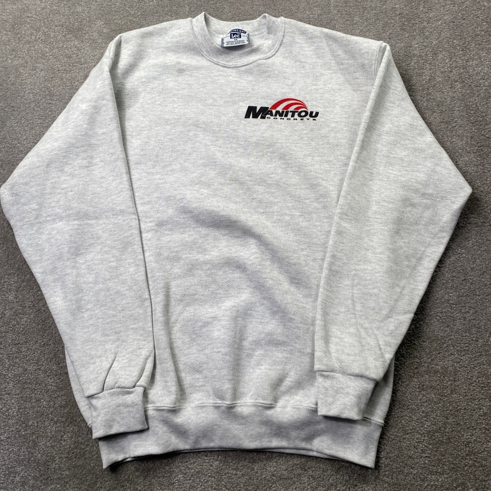 Lee Sweatshirt Mens Medium Gray Manitou Concrete Logo Heavyweight Crewneck
